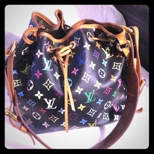 Louis Vuitton black multicolor petit noé handbag